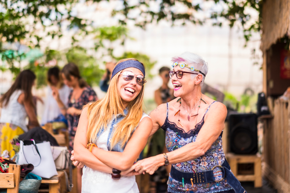 Two best friends together at festival